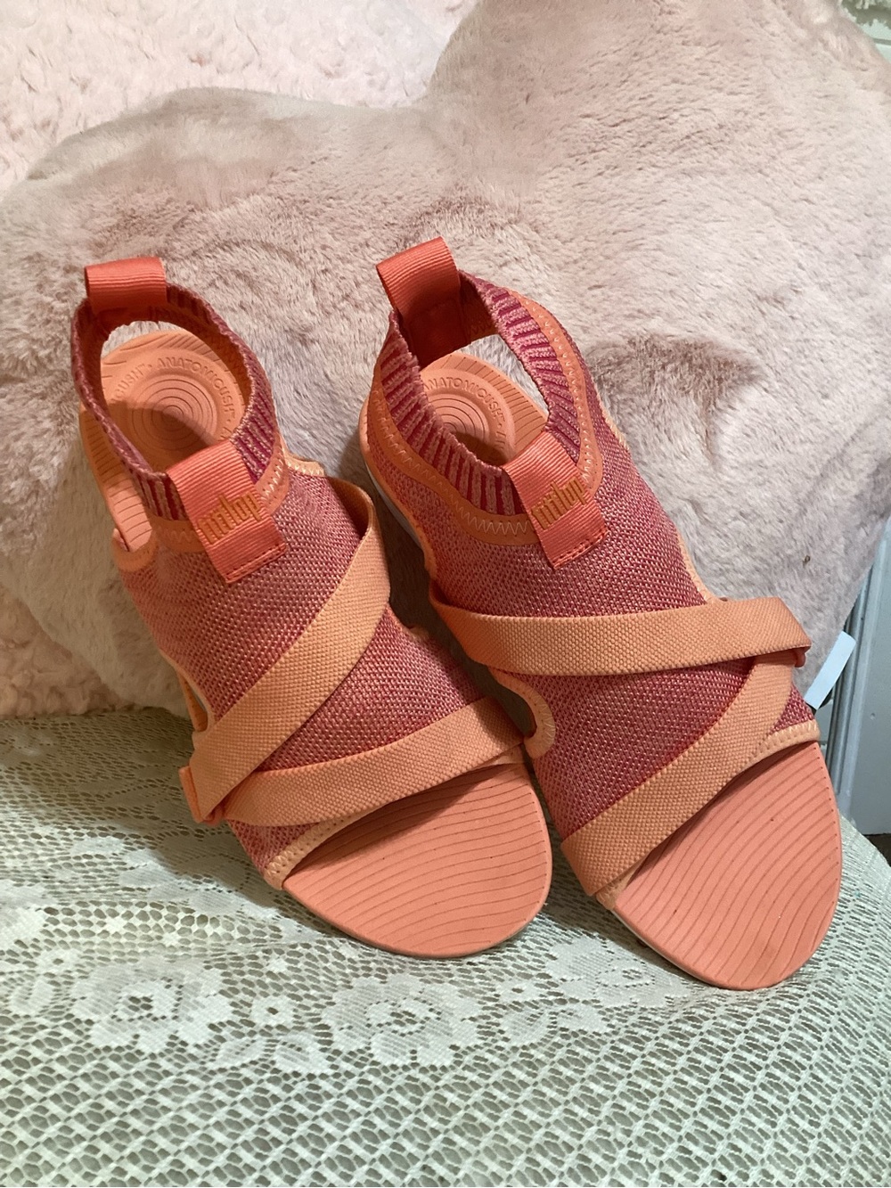 Fitflop Uberknit Back Strap Women's Sandals in Coral Peach